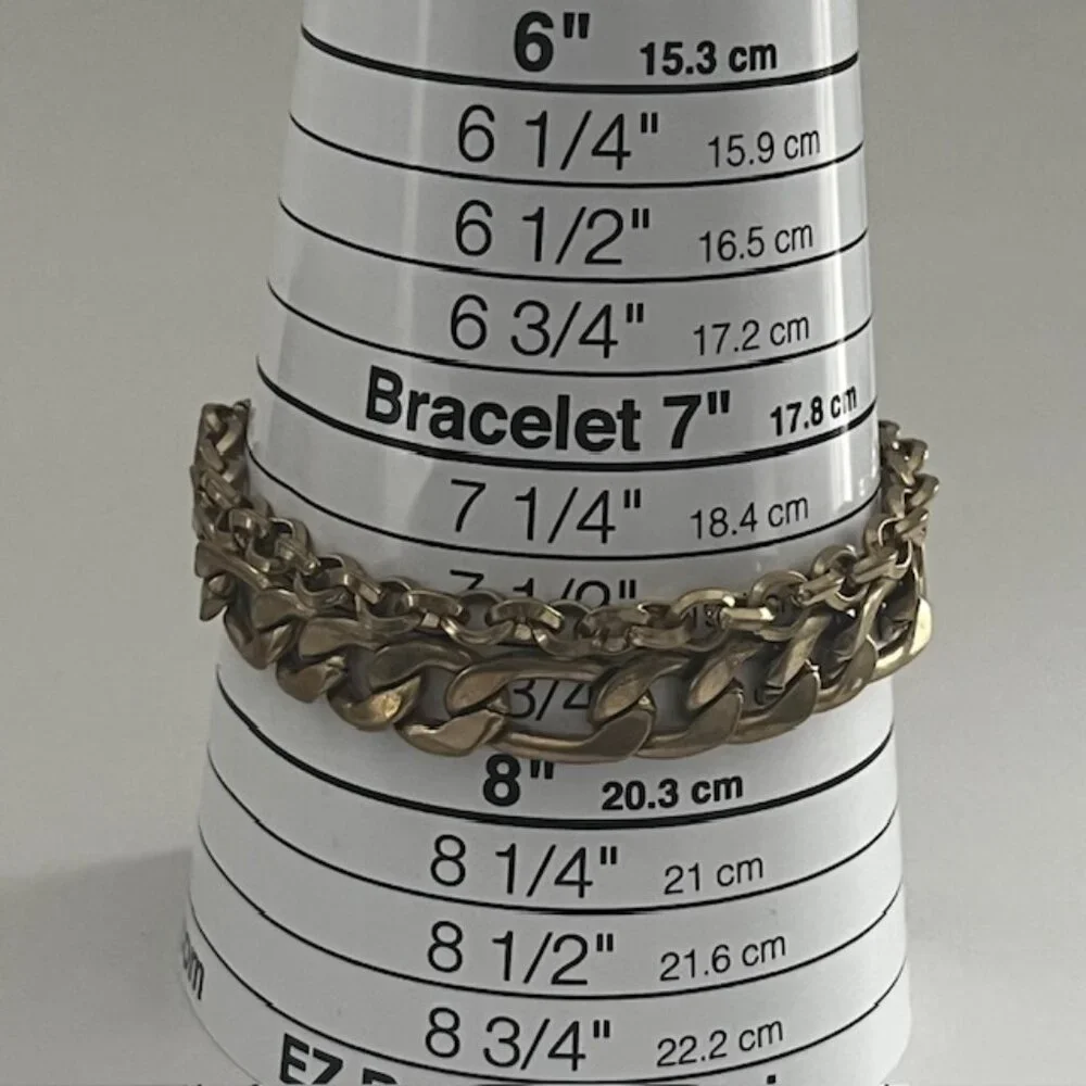 Double Chain Bracelet Layered Links Gold Tone